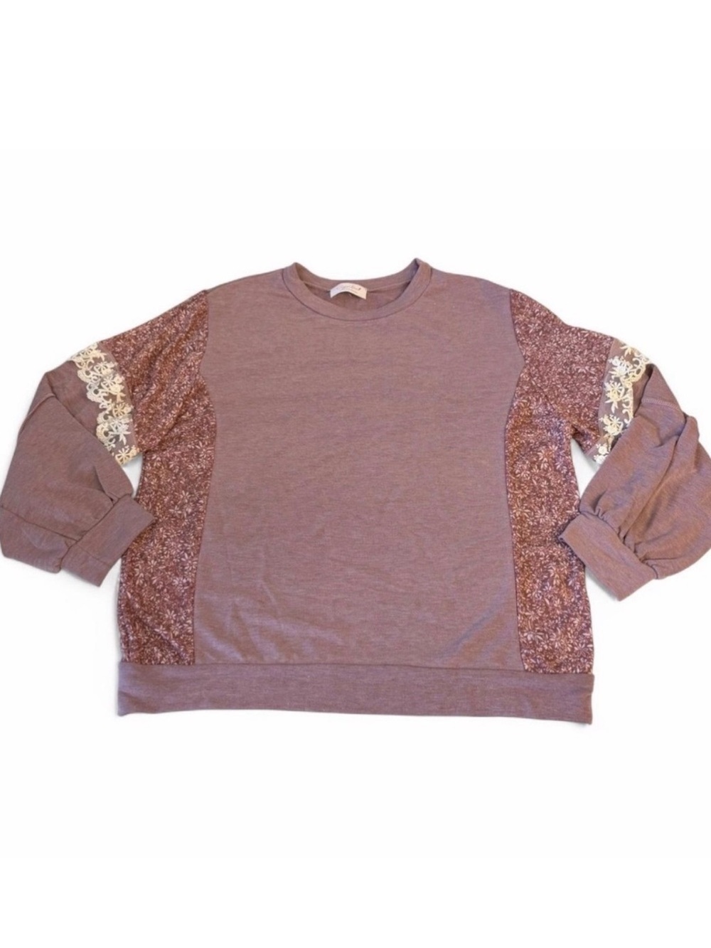 Sugarfox Ditzy Floral Cottagecore Sweatshirt Women’s Plus 1XL Boho Lace Spring